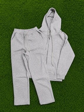 Alo Heather Gray Hoodie & Sweatpants Matching Set Size L Unisex
